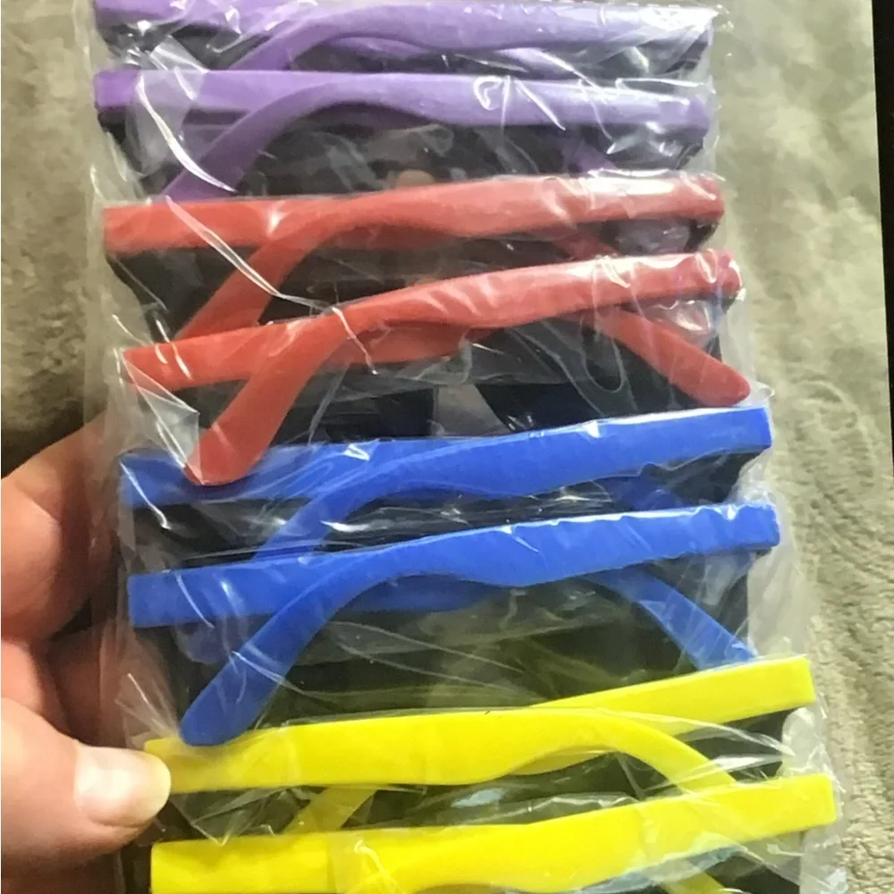 Stylish Black Kids Sunglasses Set with Colorful Lenses 8- pack . New